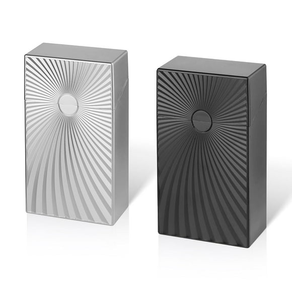 Cigarette Case Box 100mm Cigarettes 100’s Size Women and Men Perfect Roll Your Own Regular Cigs (2 Boxes Black + Silver, 100mm)