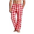 thumbnail image 2 of Mifsaly Men's Pajama Pants Plaid Lounge Sleep Pants with Pockets Drawstring Elastic Waist Relaxed Fit Sleepwear Bottoms Watermelon Red,XL, 2 of 9