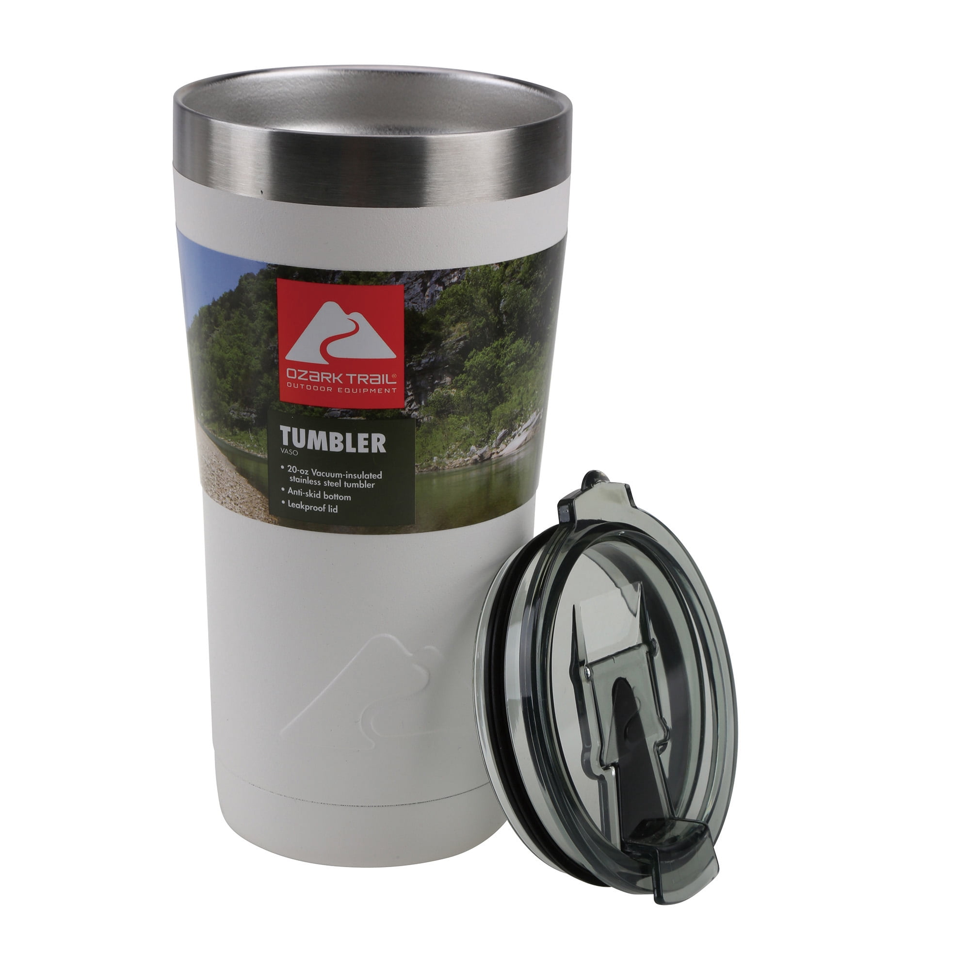 Ozark Trail 20 oz Double-Wall Vacuum-Sealed Stainless Steel Tumbler, White