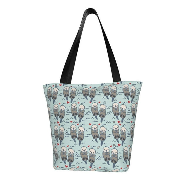 Fotbe Sea Otter Bolsa de Playa con Estampado, Bolsa de Hombro, Bolsa de Mano Espaciosa, Bolsa de Viaje Ligera, Bolsa de Compras Versátil