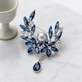 thumbnail image 5 of Floral Pearl Drop Brooch for Women,Blue or Wine Red Zirconia Flower & Leaf Design,Elegant Crystal Brooch for Suit Dress Scarf Wedding Gift Jewelry, 5 of 8
