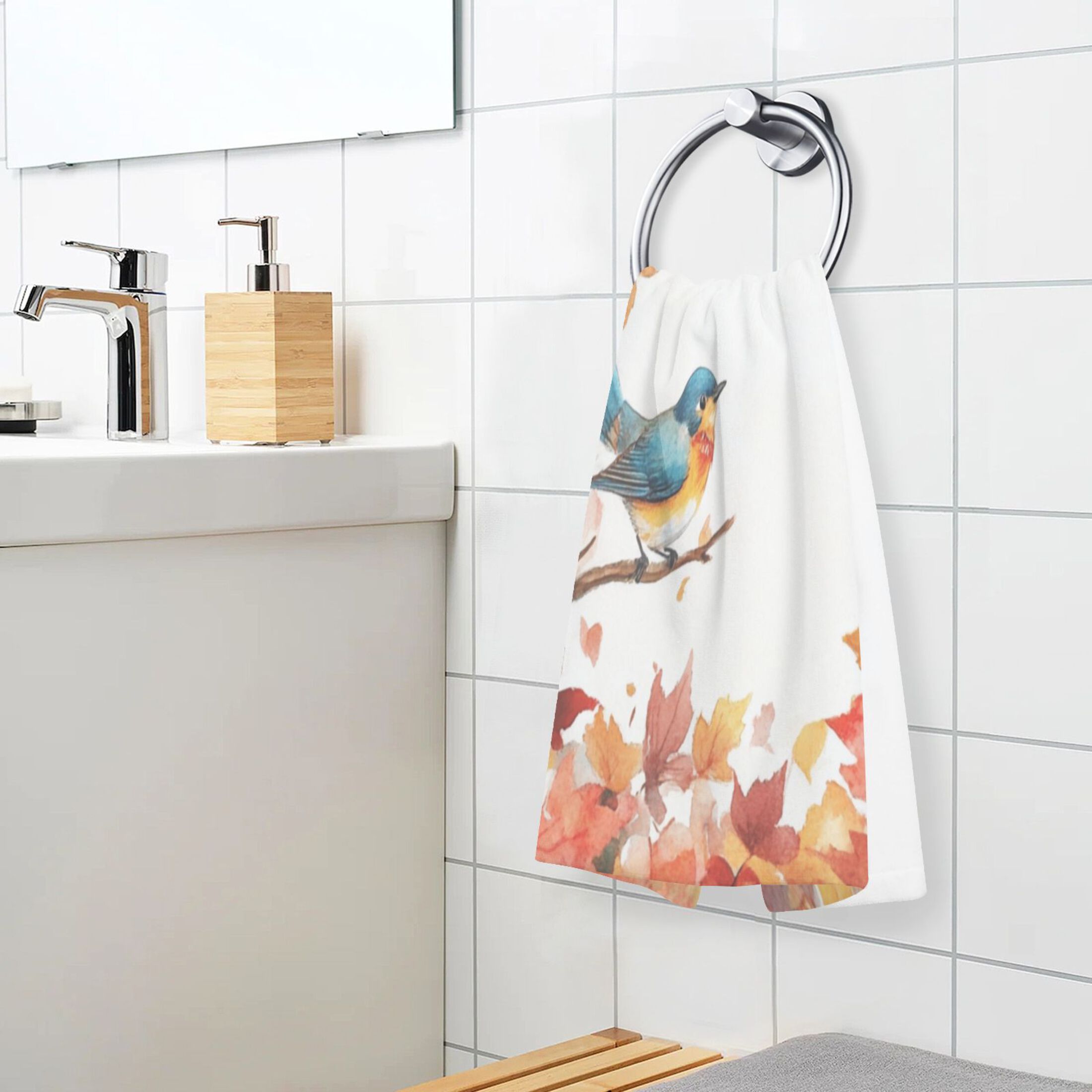 Cotton Towel Two-Piece 16x28 Inch One Sizex2 Face Towel Set Towel Set Cotton Hand Bath Towel Bathroom Beach The Blue Bird