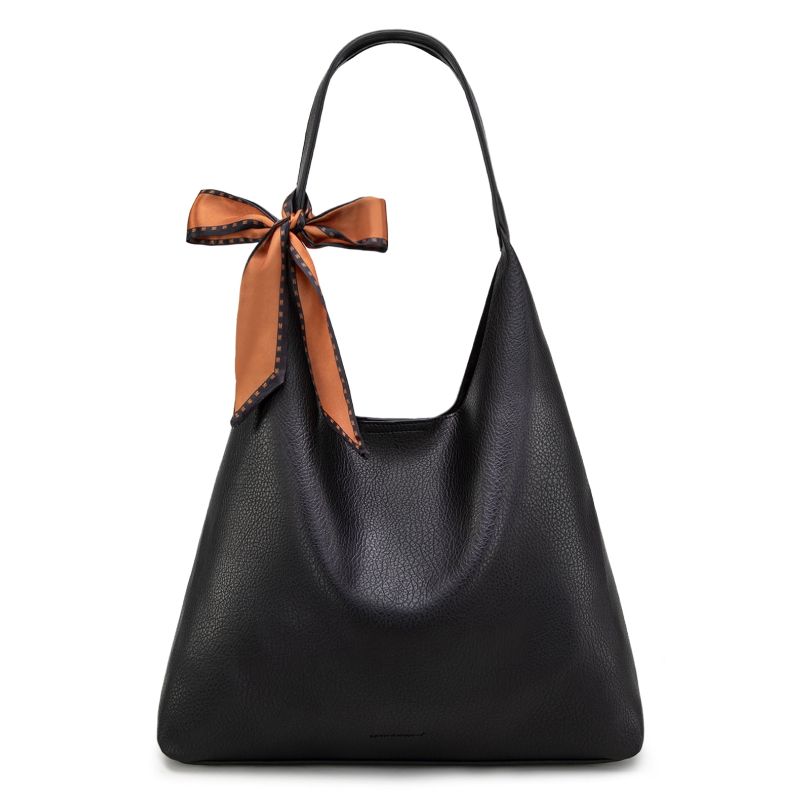 Montana West Slouchy Hobo Bag for Women Shoulder Purses and Handbags with Scarf, Black