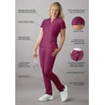 thumbnail image 3 of Adar Addition Go-Higher Scrub Set For Women - Notched V-Neck Scrub Top & Skinny Cargo Scrub Pants - A9600 - Wine - XL, 3 of 7