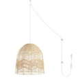 thumbnail image 3 of JONATHAN Y Sofia 17.5" 1-Light Farmhouse Coastal Rattan 180" Cord Plug-In or Hardwired LED Pendant, Brown, 3 of 10