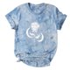 thumbnail image 3 of Camiseta con estampado de sol y luna para mujer, camiseta de manga corta con cuello redondo, camiseta informal divertida y bonita para chica adolescente OAVQHLG3B Store  lin121212, 3 of 4