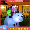 thumbnail image 2 of Muñeco inflable de Papá Noel montado en oso polar para Navidad, juguete inflable para interior y exterior, decoración navideña para jardín, 2 of 5
