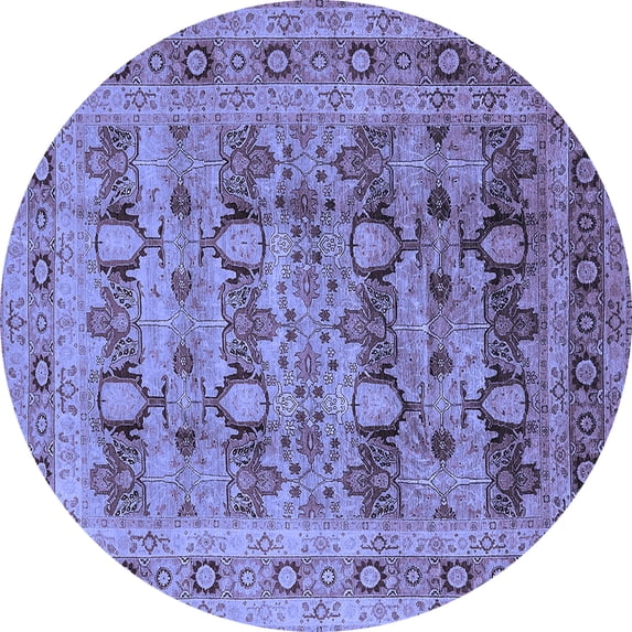 Ahgly Company Indoor Round Oriental Blue Industrial Area Rugs, 8' Round