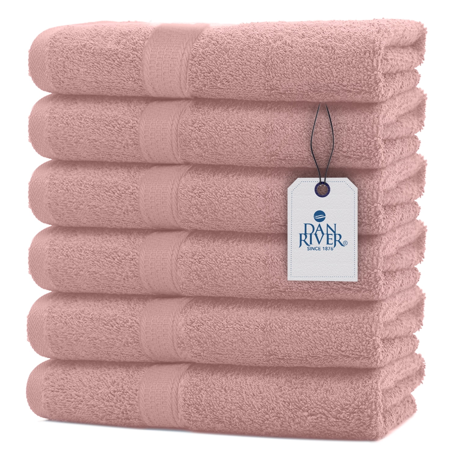 DAN RIVER 100 Ring Spun Cotton Hand Towel Pack of 6 Dusty Rose 16x28 In 600 GSM Soft Lightweight and Absorbent Bath Sheet for Daily Use Hand