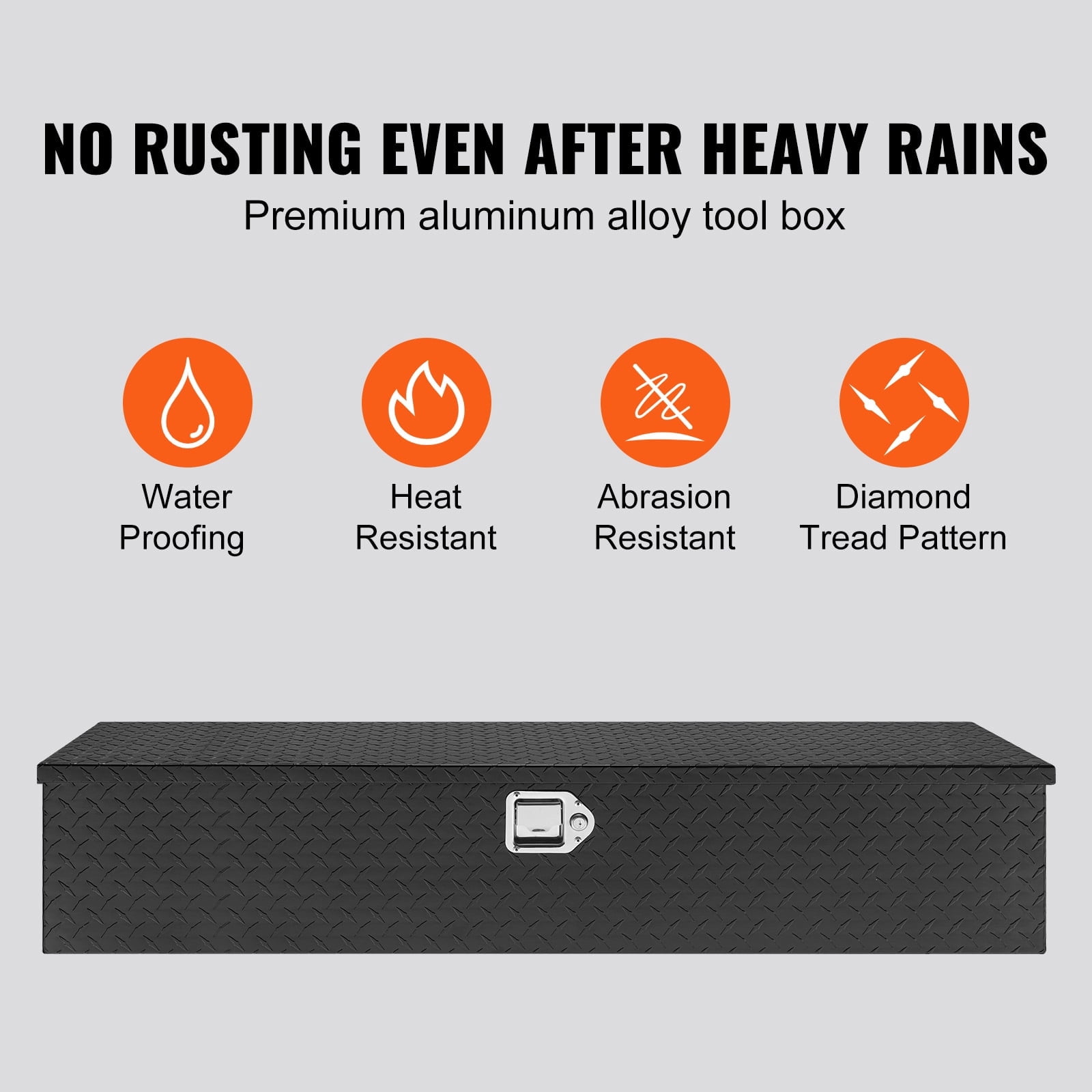 KFFKFF 48"x15"x15" Heavy Duty Aluminum Strip Tool Box for Pickup Truck Bed