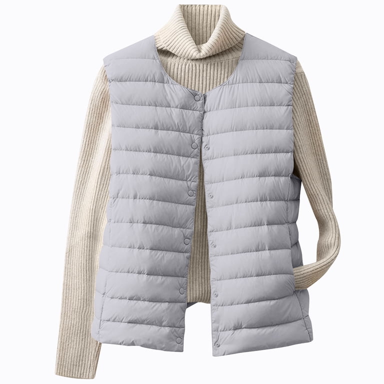 Feancey Women's Collarless Down Vest Lightweight Packable Puffer