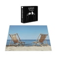 thumbnail image 3 of Ambesonne Beach Scene Jigsaw Puzzle Durable Cardboard, Sunbeds Seaside View, 1000 pcs, Deep Sky Blue and Eggshell, 3 of 5