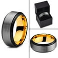thumbnail image 4 of P. Manoukian Tungsten Wedding Band Ring 8mm for Men Women Black & 18K Yellow Gold Plated Beveled Brushed Polished Lifetime Guarantee Size 6.5, 4 of 4