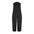thumbnail image 4 of Capri Jumpsuits for Women Sleeveless V Neck Wide Leg Rompers Button Down Casual Summer Baggy Overalls with Pockets, L, 4 of 6