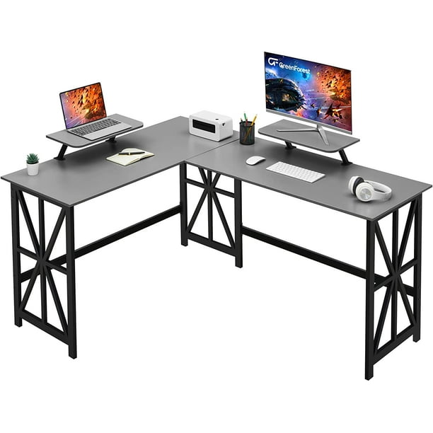 General L Shaped Desk with 2 Monitor Stand 50.4 inch Reversible Corner