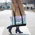 thumbnail image 4 of FORMRS Canvas Laptop Tote Bag for Women with 15.6" Computer Compartments Shoulder Handbag, Purple Night Deer, 4 of 7