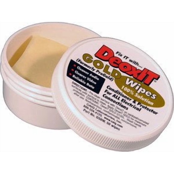 Toallitas mejoradoras de contactos CAIG DeoxIT Gold, 50 por frasco