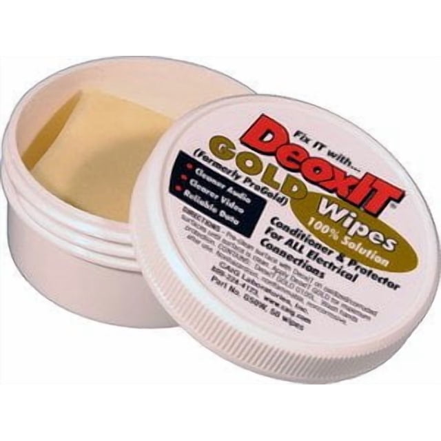 Toallitas mejoradoras de contactos CAIG DeoxIT Gold, 50 por frasco