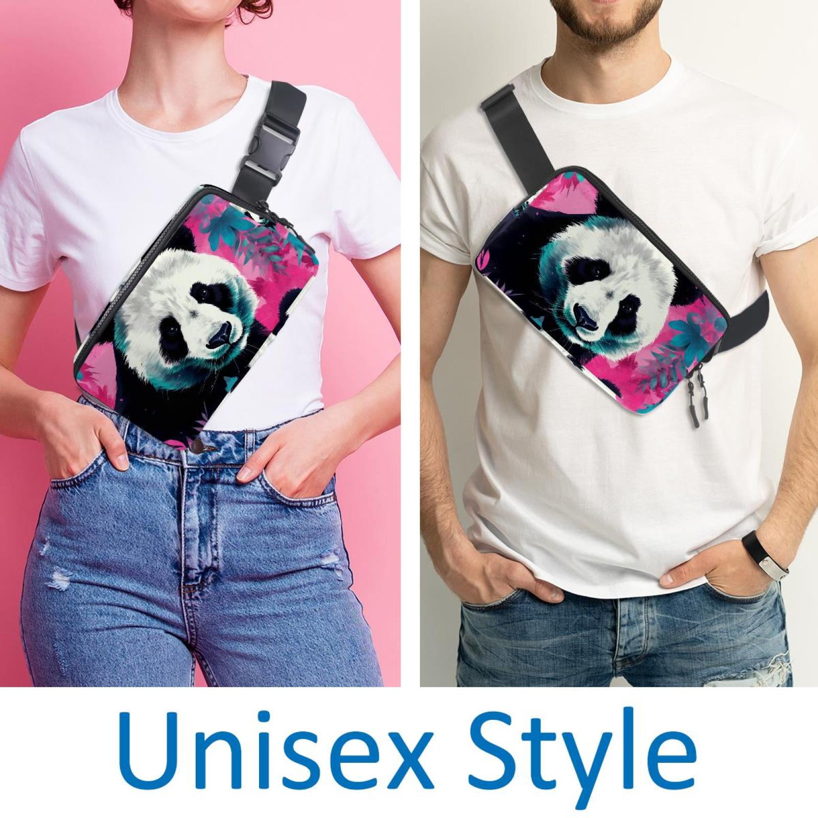 Panda Lightweight Adjustable Cross Body Bag with Extension Strap, Unisex Waist Packs Money Belt Fanny Packs