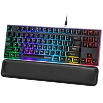 CHONCHOW 87 Keys TKL Wired Gaming Keyboard with Wrist Rest, Detachable USB-C Cable, RGB Backlight, Full Metal Panel Keyboard Compatible with PC Laptop Mac Xbox Ps4 Ps5