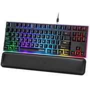 CHONCHOW 87 Keys TKL Wired Gaming Keyboard with Wrist Rest, Detachable USB-C Cable, RGB Backlight, Full Metal Panel Keyboard Compatible with PC Laptop Mac Xbox Ps4 Ps5
