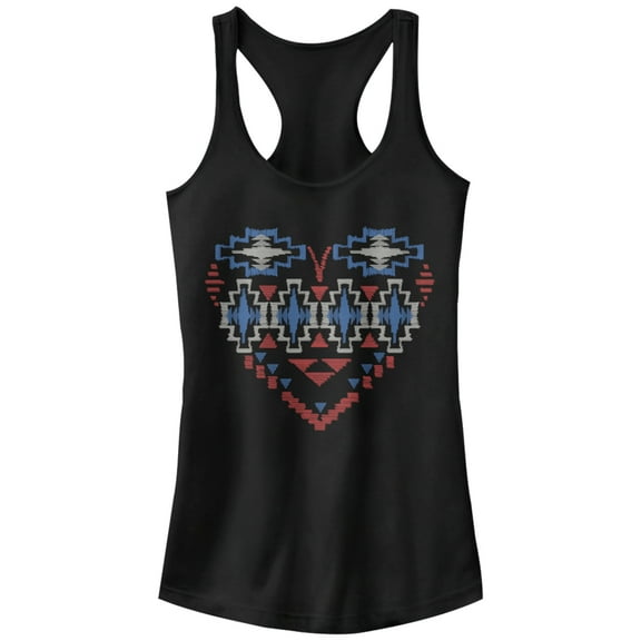 Junior's Lost Gods Southwest Heart  Racerback Tank Top Black Large