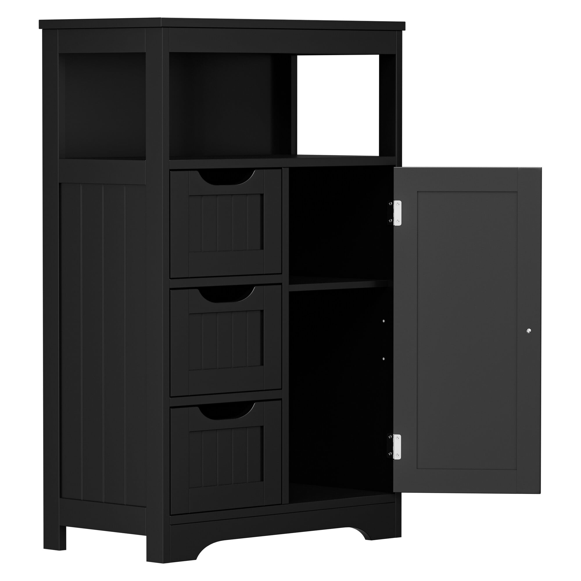 ZENSTYLE Bathroom Cabinet 3 Drawers Storage Organizer Floor Cupboard Home Living Room Decor Black