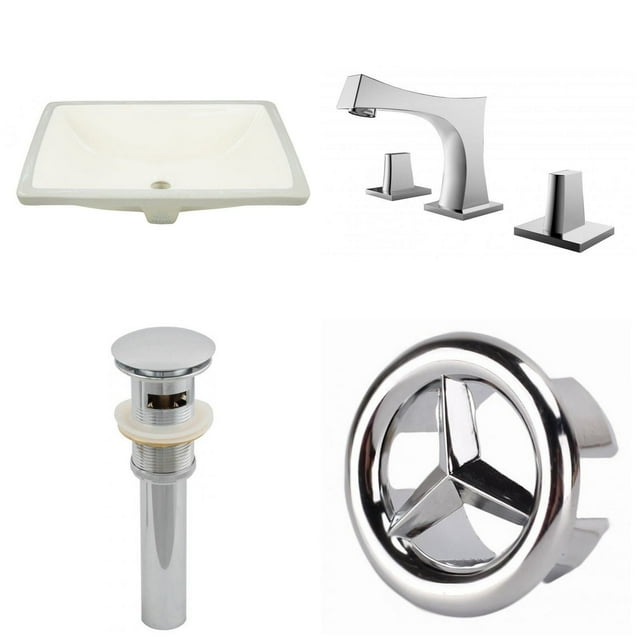 18.25-in. W CUPC Rectangle Bathroom Undermount Sink Set In Biscuit - Chrome Hardware - Overflow Drain Incl. AI-25975