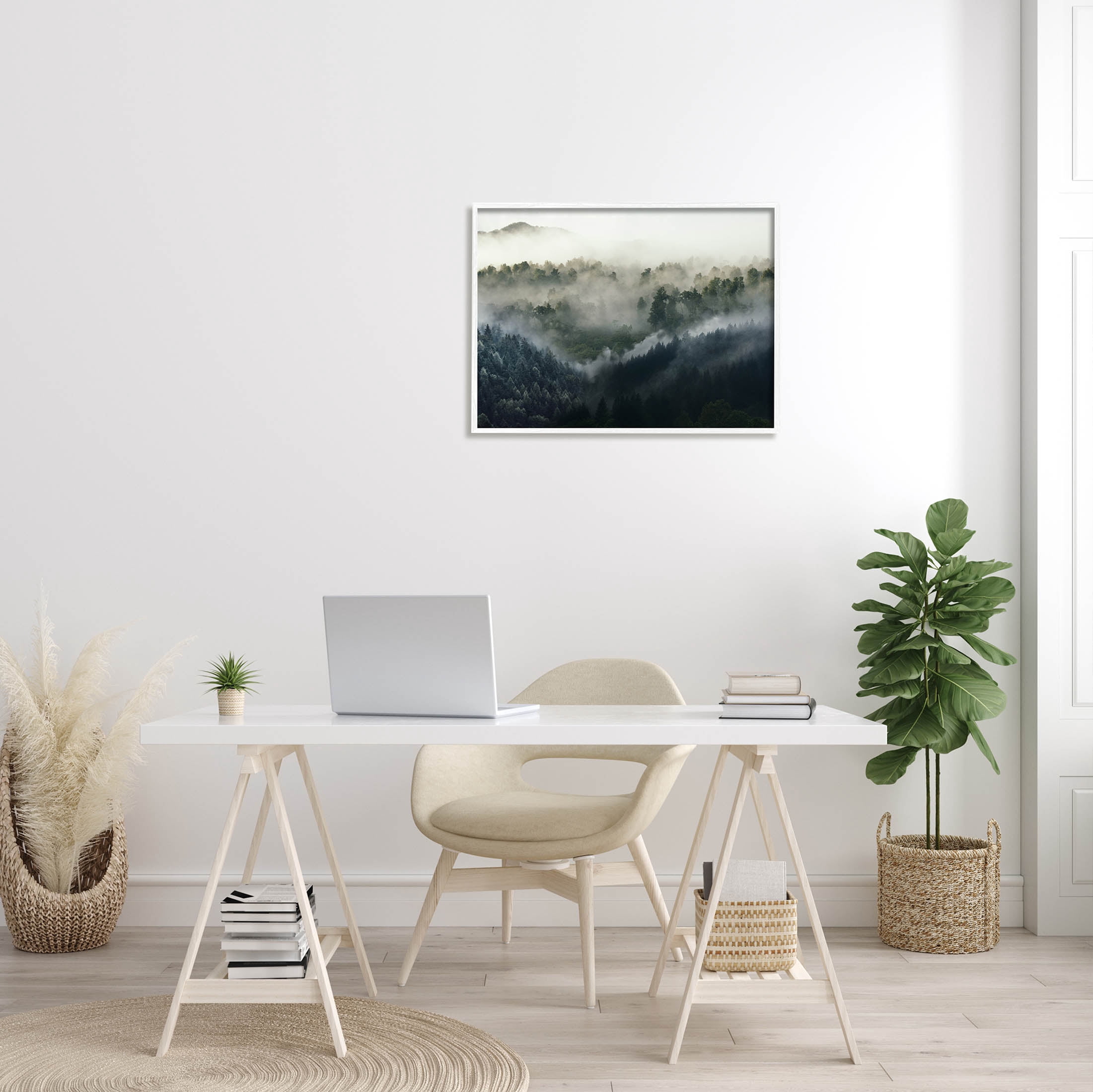 Stupell Industries Foggy Green Mountain Peaks Photograph White Framed Art Print Wall Art, Design by Ziwei Li