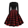 thumbnail image 1 of Vestido de Navidad de manga larga para mujer, bata Vintage, Swing Pinup, elegante, estampado informal, negro, invierno, 50S, 60S, 1 of 5