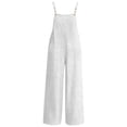 thumbnail image 6 of Yourumao Womens Linen Overalls for Women Square Neck Sleeveless Wide Leg Pants Rompers Solid Adjustable Straps Jumpsuits with Pocket for Outdoor, 6 of 7