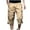 Khaki, variant on Cargo Capri Pants for Men Casual Trendy Cotton Capri Pants Elastic Button Waist Pants with Pockets