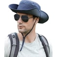 thumbnail image 6 of Koreshion Mens Womens Sun Hat Wide Brim Breathable Mesh UPF 50+ Waterproof Fishing Hat Safari Hat Foldable Boonie Cap Navy Blue, 6 of 6