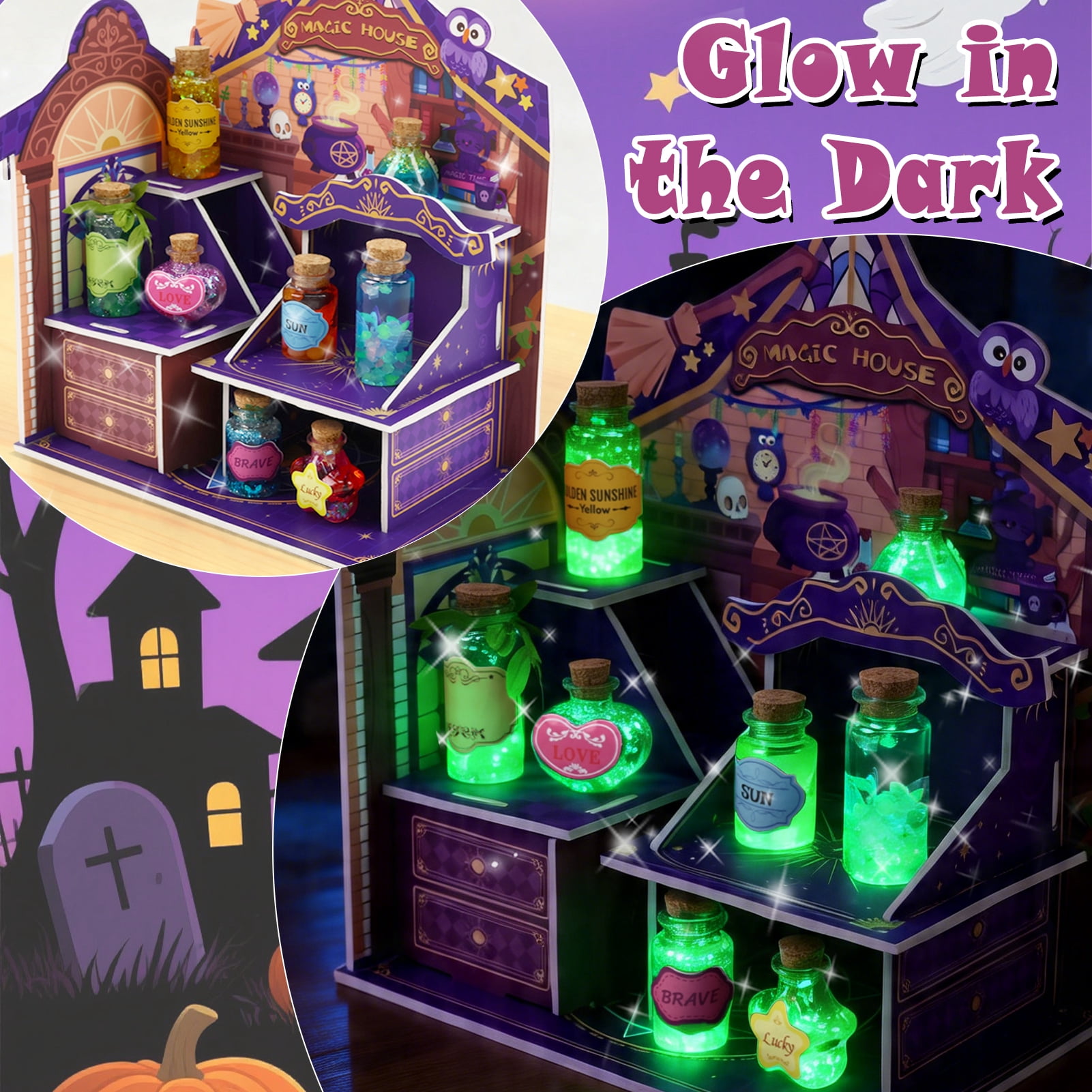 KiddiTouch Fairy Potion Kit with DIY Magical House, 30 Bottles Magic Potions Making Kits for Kids, Creative Toy Birthday Gift for Girls and Boys Age 6 7 8 9 10 11 12 Years