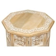 thumbnail image 5 of The Wooden Town Side Tables– Hand Carved Vintage Boho Folding End Tables for Living Room, Entryway, Living Room, Bedroom – No Tools Assembly, 18"x18" Octagon, White wash Finish, 5 of 6