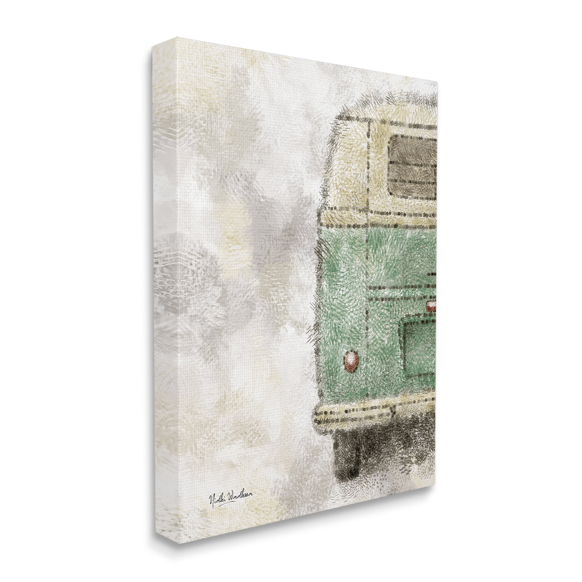 Stupell Industries Abstract Minibus View Transportation Painting Gallery Wrapped Canvas Print Wall Art, 16 x 20