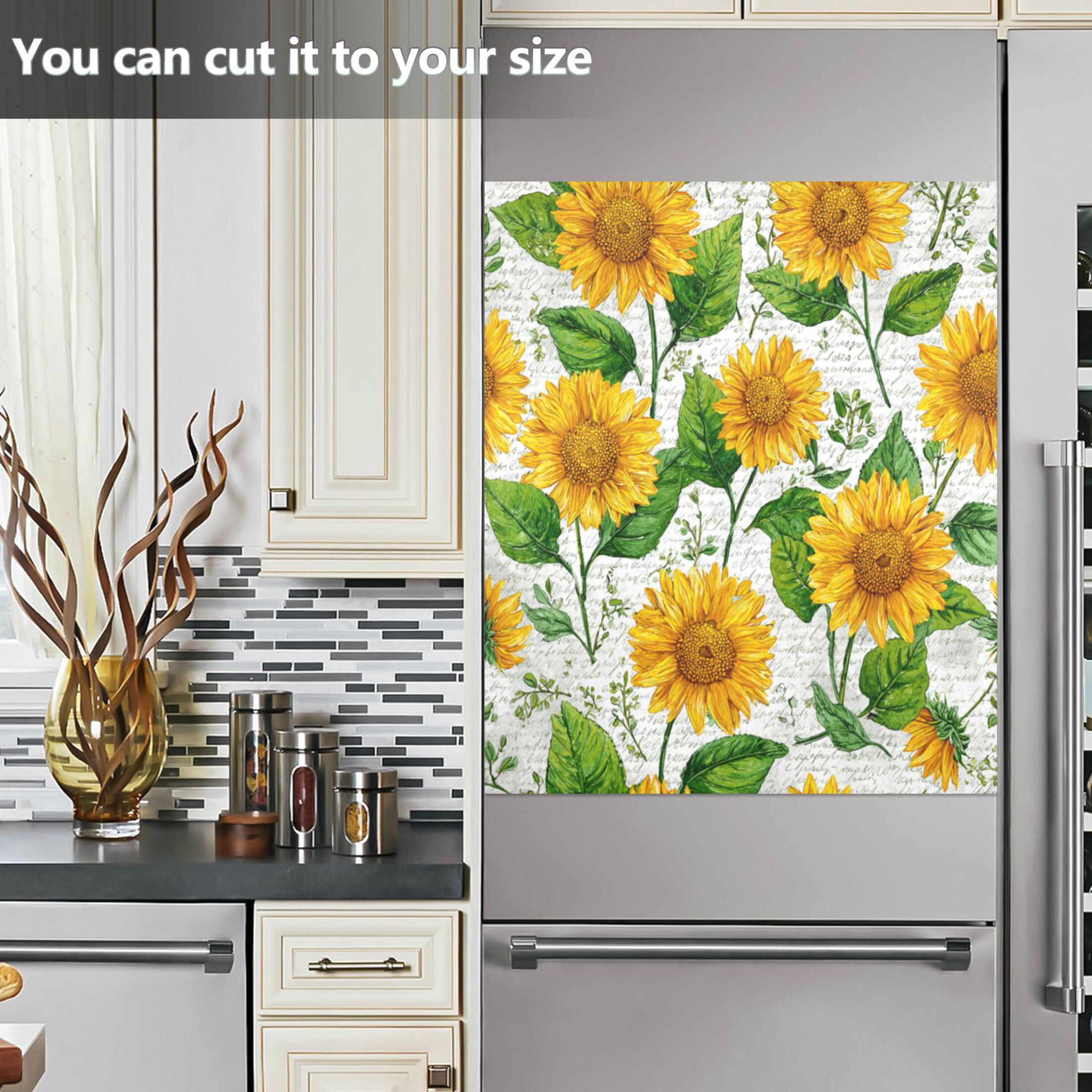 Dishwasher Magnetic Refrigerator Magnet Cover Sticker Home Decorative 23"x26" Bright Yellow Sunflowers