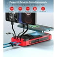 thumbnail image 6 of 2PK Power Bank Wireless Charger 46800mAh Built in 4 Cables Six Outputs 15W Fast Charging Power Bank for All Mobile Devices Three Inputs Solar Portable Charger with Dual Flashlights, Carabiner(Red), 6 of 7