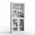 thumbnail image 4 of 100% Solid Wood 32" Bathroom Cabinet with Clear Glass Doors and Adjustable Shelves, 4 of 5
