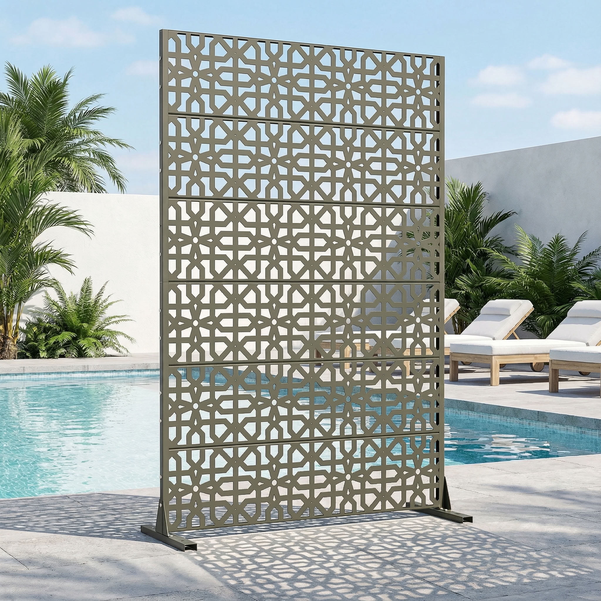 MAYEERTY 6 Panels Outdoor Privacy Screen, Metal Decorative Privacy Fence, Privacy Panel for Patio, Balcony, Backyard, Garden