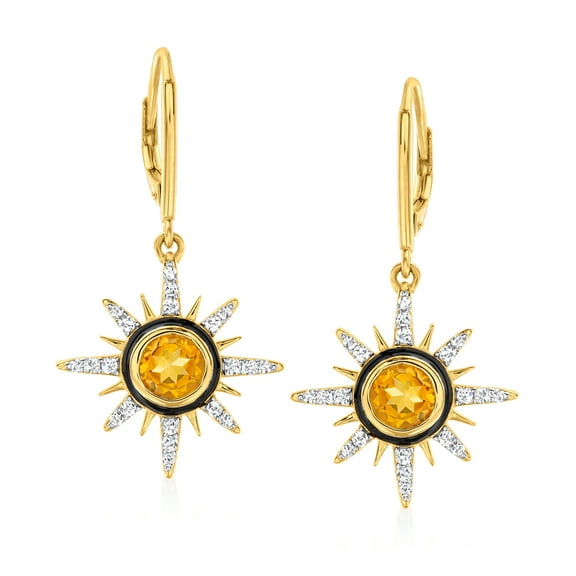 Ross-Simons 1.40 ct. t.w. Citrine and .60 ct. t.w. White Topaz Sun Drop Earrings in 18kt Gold Over Sterling, Women's, Adult