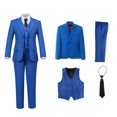 thumbnail image 3 of Conjunto de traje Wehilion para niños, esmoquin ajustado, azul claro, talla 16, 3 of 7