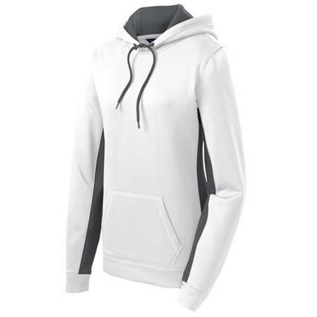 Pull à Capuche en Polaire Colorblock pour Femmes, Blanc/gris Fumée - L