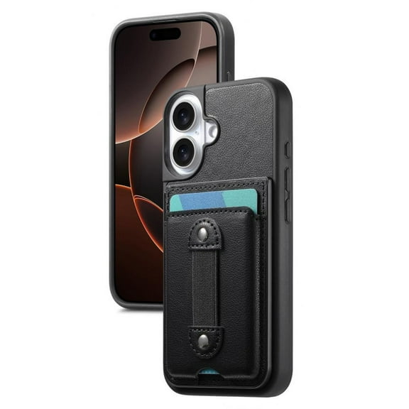 Case For IPhone 17 Pro Max/17 Pro/17 Air/17, Super Slim Leather Shell With Anti-Fall Card Insertion Wristlet Cover