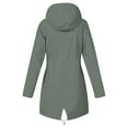 thumbnail image 5 of WTOBBY Women Solid Stripe Mid-Length Waterproof Sun Protective Outdoor Sports Rain Jacket with Single Zipper, Windproof Hooded Design,Dark Gray M, 5 of 6