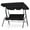 Black, variant on Costway Patio 3 Seats Canopy Swing Glider Hammock Steel Frame Cushioned Backyard Grey