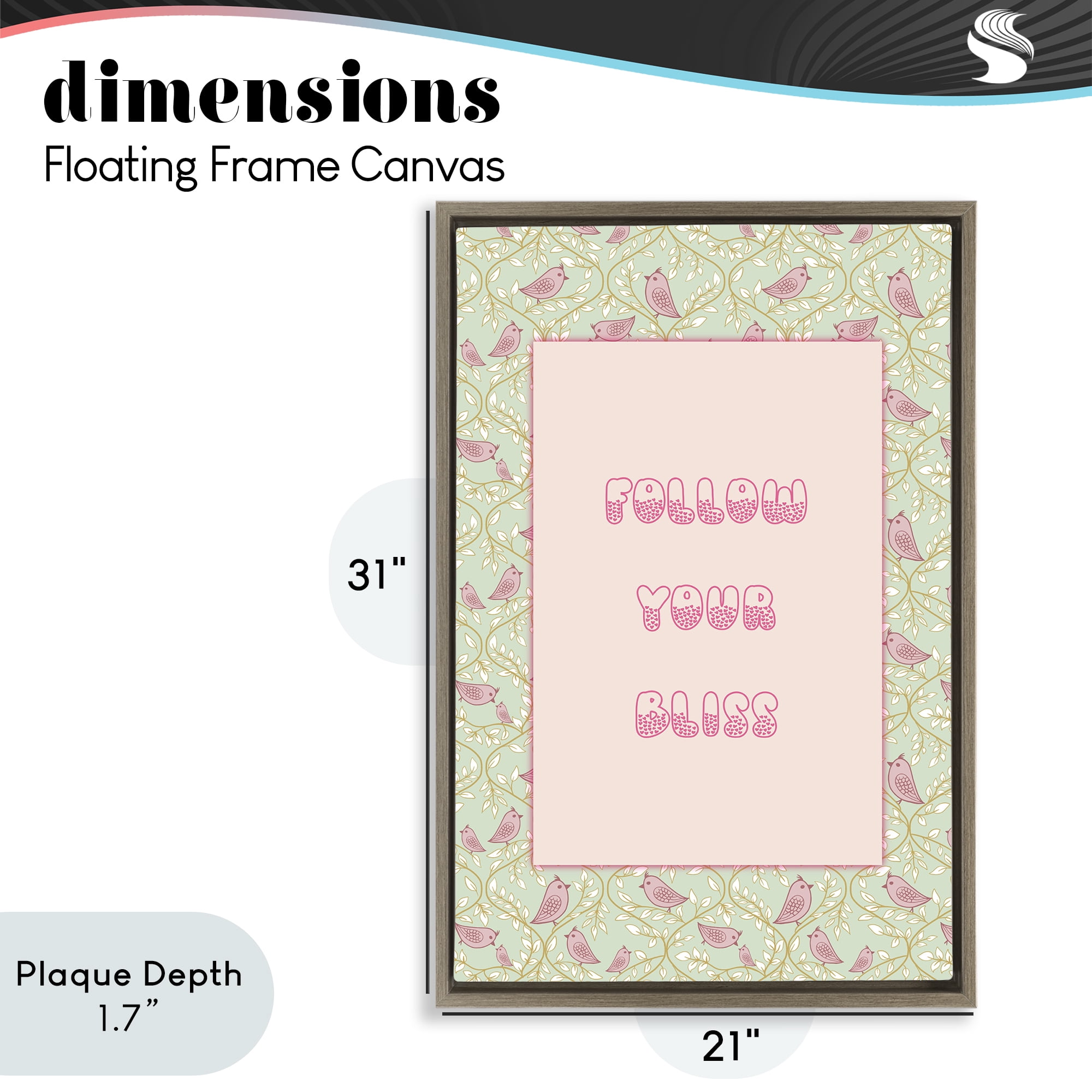 Stupell Industries Follow Your Bliss Brown Framed Floater Canvas Wall Art, design by Pooja Dave
