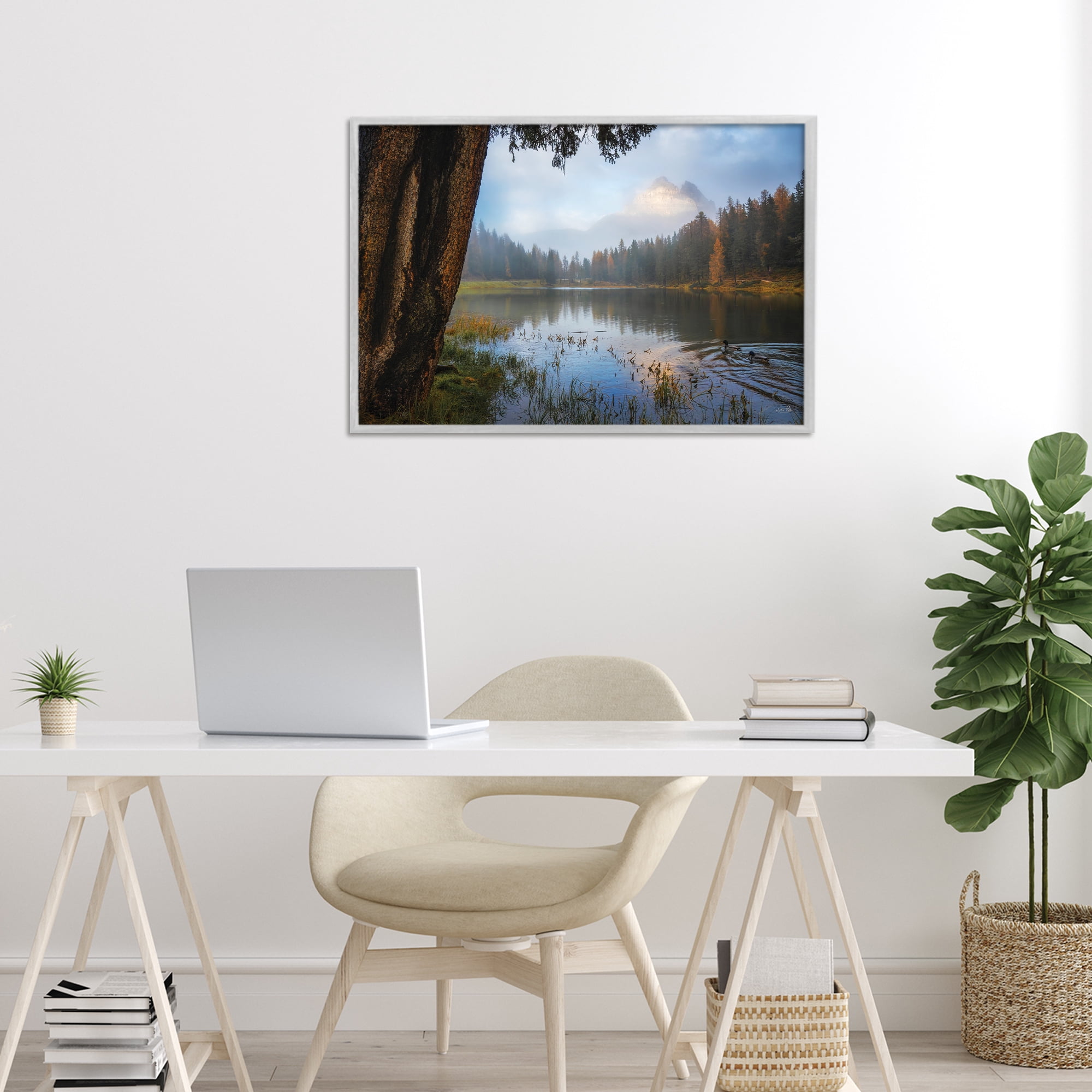 Stupell Industries Autumn Forest Reflections Gray Framed Giclee Art, design by Martin Podt
