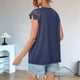 thumbnail image 4 of Blusas de Encaje para Mujer, Camisas Plisadas de Corta, Azul Oscuro, Talla S, 4 of 5