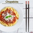 thumbnail image 3 of 1 Pair of Japanese Style Sakura Pattern Reusable Durable Wooden Chopsticks (Red), 3 of 5